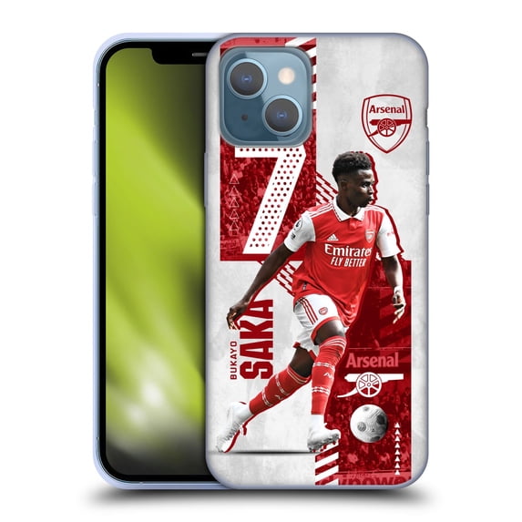 Head Case Designs Officially Licensed Arsenal FC 2022/23 First Team Bukayo Saka Soft Gel Case Compatible with Apple iPhone 13