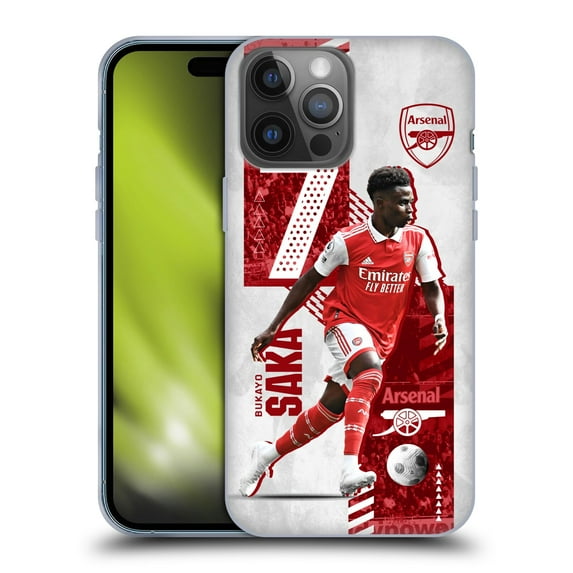 Head Case Designs Officially Licensed Arsenal FC 2022/23 First Team Bukayo Saka Soft Gel Case Compatible with Apple iPhone 14 Pro Max