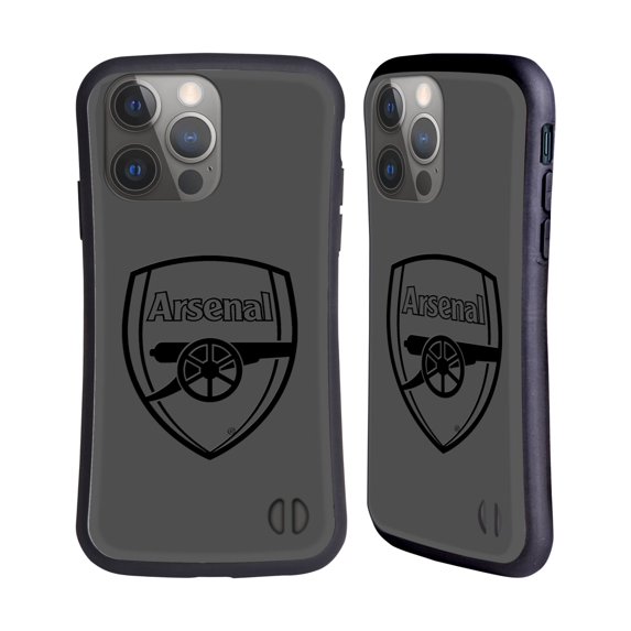 Head Case Designs Officially Licensed Arsenal FC Crest 2 Black Logo Hybrid Case Compatible with Apple iPhone 14 Pro