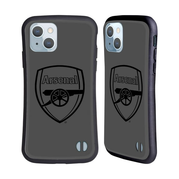 Head Case Designs Officially Licensed Arsenal FC Crest 2 Black Logo Hybrid Case Compatible with Apple iPhone 14