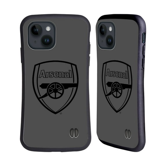 Head Case Designs Officially Licensed Arsenal FC Crest 2 Black Logo Hybrid Case Compatible with Apple iPhone 15