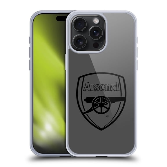 Head Case Designs Arsenal FC Crest 2 Black Logo Soft Gel Case for Apple iPhone 15 Pro Max