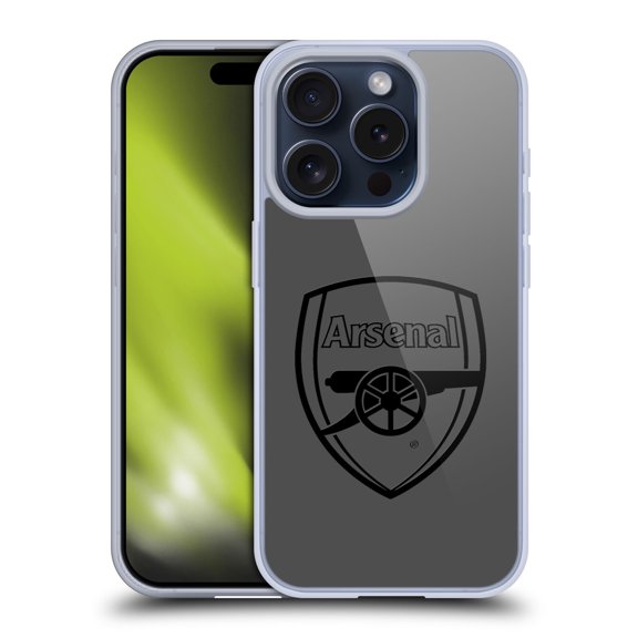 Head Case Designs Arsenal FC Crest 2 Black Logo Soft Gel Case for Apple iPhone 15 Pro