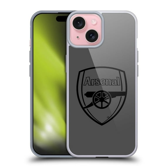 Head Case Designs Arsenal FC Crest 2 Black Logo Soft Gel Case for Apple iPhone 15