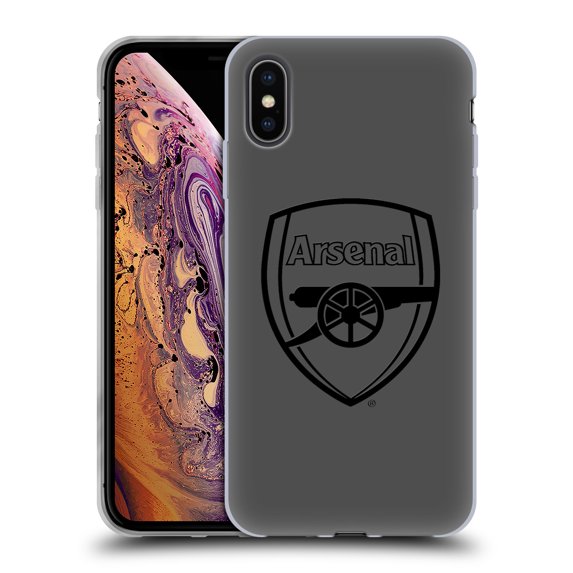 Head Case Designs Officially Licensed Arsenal FC Crest 2 Black Logo Soft Gel Case Compatible with Apple iPhone XS Max