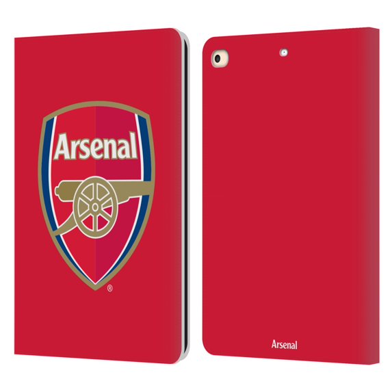 Head Case Designs Officially Licensed Arsenal FC Crest 2 Full Colour Red Leather Book Wallet Case Cover Compatible with Apple iPad 9.7 2017 / iPad 9.7 2018