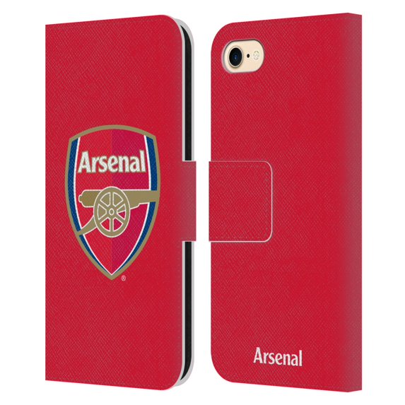 Head Case Designs Officially Licensed Arsenal FC Crest 2 Full Colour Red Leather Book Wallet Case Cover Compatible with Apple iPhone 7 / 8 / SE 2020 & 2022