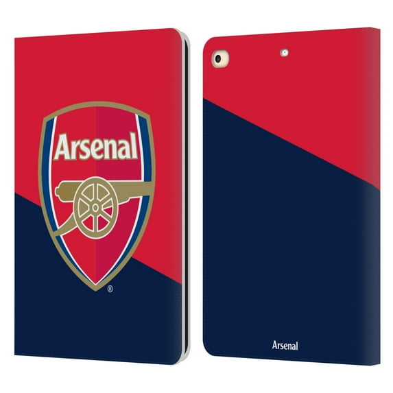 Head Case Designs Officially Licensed Arsenal FC Crest 2 Red & Blue Logo Leather Book Wallet Case Cover Compatible with Apple iPad 9.7 2017 / iPad 9.7 2018