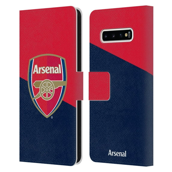 Head Case Designs Officially Licensed Arsenal FC Crest 2 Red & Blue Logo Leather Book Wallet Case Cover Compatible with Samsung Galaxy S10+ / S10 Plus