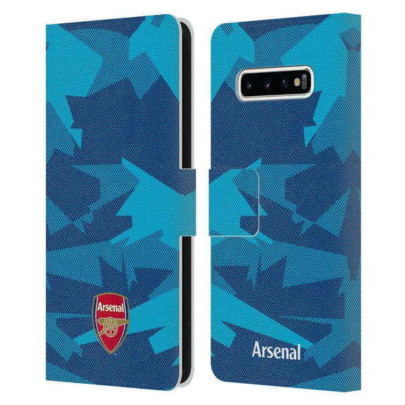 Head Case Designs Officially Licensed Arsenal FC Crest and Gunners Logo Geometric Blue Leather Book Wallet Case Cover Compatible with Samsung Galaxy S10+ / S10 Plus