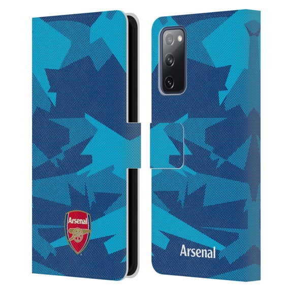 Head Case Designs Officially Licensed Arsenal FC Crest and Gunners Logo Geometric Blue Leather Book Wallet Case Cover Compatible with Samsung Galaxy S20 FE / 5G