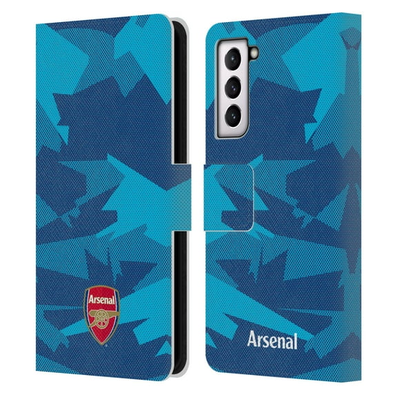 Head Case Designs Officially Licensed Arsenal FC Crest and Gunners Logo Geometric Blue Leather Book Wallet Case Cover Compatible with Samsung Galaxy S21 5G