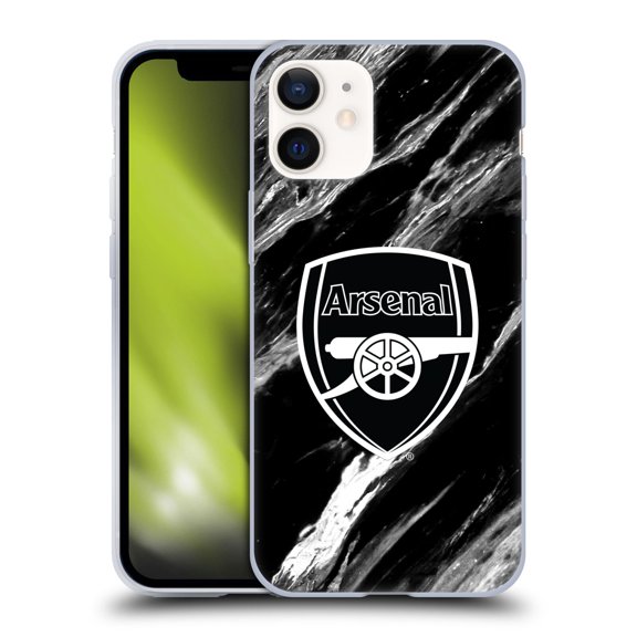 Head Case Designs Officially Licensed Arsenal FC Crest Patterns Marble Soft Gel Case Compatible with Apple iPhone 12 Mini