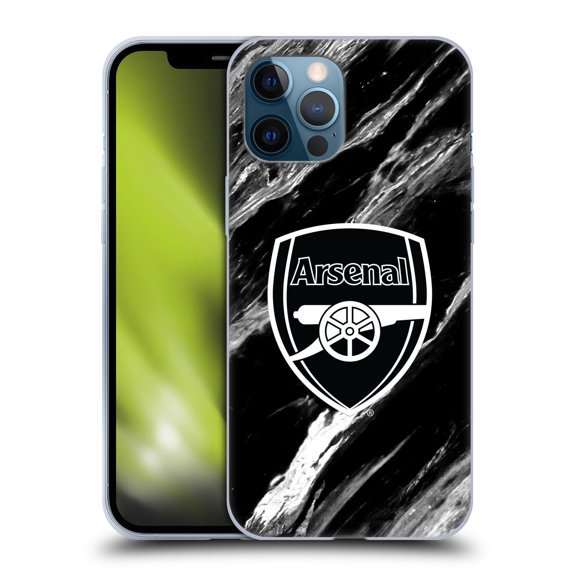Head Case Designs Officially Licensed Arsenal FC Crest Patterns Marble Soft Gel Case Compatible with Apple iPhone 12 Pro Max