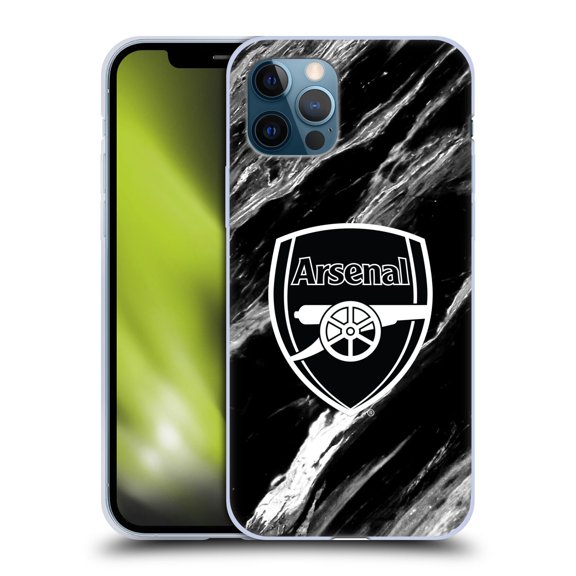Head Case Designs Officially Licensed Arsenal FC Crest Patterns Marble Soft Gel Case Compatible with Apple iPhone 12 / iPhone 12 Pro
