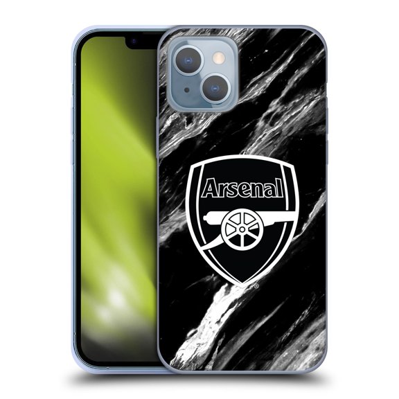 Head Case Designs Officially Licensed Arsenal FC Crest Patterns Marble Soft Gel Case Compatible with Apple iPhone 14