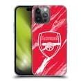 thumbnail image 1 of Head Case Designs Officially Licensed Arsenal FC Crest Patterns Red Marble Soft Gel Case Compatible with Apple iPhone 14 Pro Max, 1 of 7