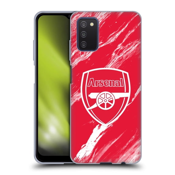 Head Case Designs Officially Licensed Arsenal FC Crest Patterns Red Marble Soft Gel Case Compatible with Samsung Galaxy A03s (2021)