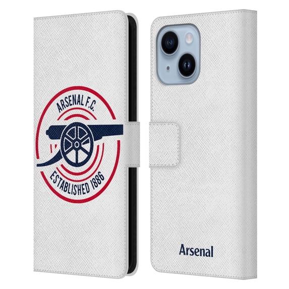 Head Case Designs Officially Licensed Arsenal FC Crest and Gunners Logo 1886 Leather Book Wallet Case Cover Compatible with Apple iPhone 14 Plus