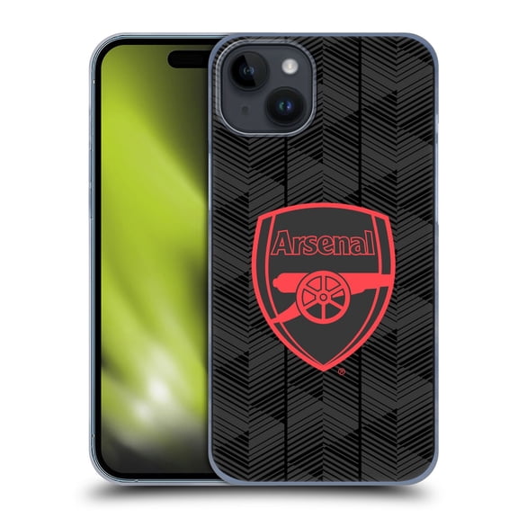 Head Case Designs Officially Licensed Arsenal FC Crest and Gunners Logo Black Hard Back Case Compatible with Apple iPhone 15 Plus