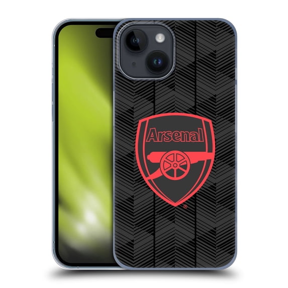 Head Case Designs Officially Licensed Arsenal FC Crest and Gunners Logo Black Hard Back Case Compatible with Apple iPhone 15