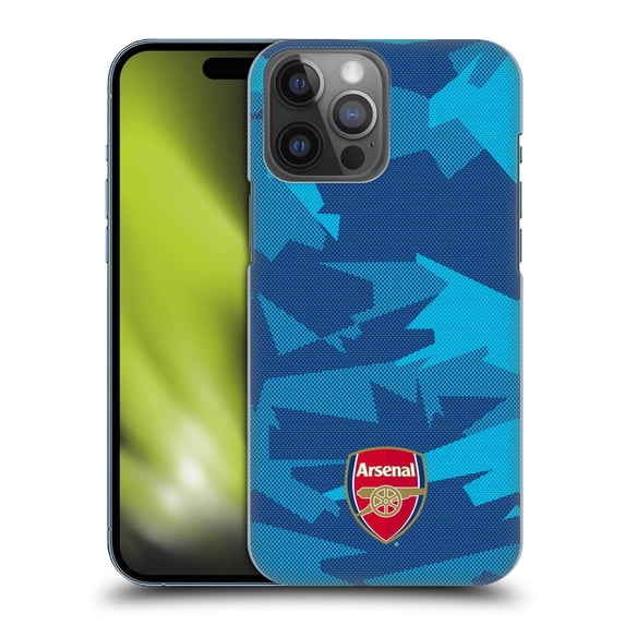 Head Case Designs Officially Licensed Arsenal FC Crest and Gunners Logo Geometric Blue Hard Back Case Compatible with Apple iPhone 14 Pro Max