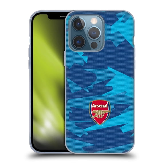 Head Case Designs Officially Licensed Arsenal FC Crest and Gunners Logo Geometric Blue Soft Gel Case Compatible with Apple iPhone 13 Pro