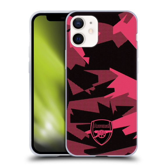 Head Case Designs Officially Licensed Arsenal FC Crest and Gunners Logo Geometric Pink Soft Gel Case Compatible with Apple iPhone 12 Mini