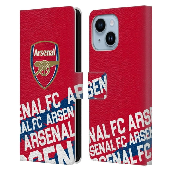 Head Case Designs Officially Licensed Arsenal FC Crest and Gunners Logo Impact Leather Book Wallet Case Cover Compatible with Apple iPhone 14 Plus