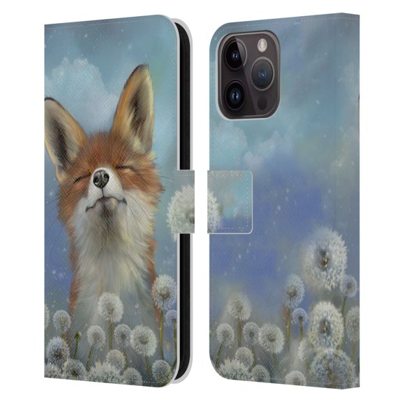 Head Case Designs Officially Licensed Ash Evans Animals Dandelion Fox Leather Book Wallet Case Cover Compatible with Apple iPhone 15 Pro Max