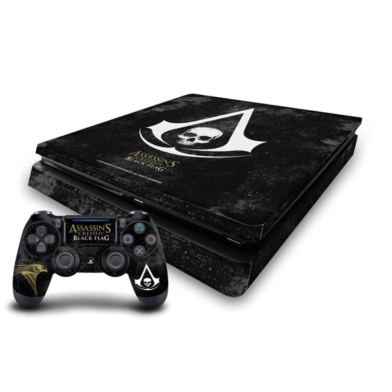 Head Case Designs Officially Licensed Assassin's Creed Black Flag Logos Grunge Vinyl Sticker Skin Decal Cover Compatible with Sony PS4 Slim Console & Controller