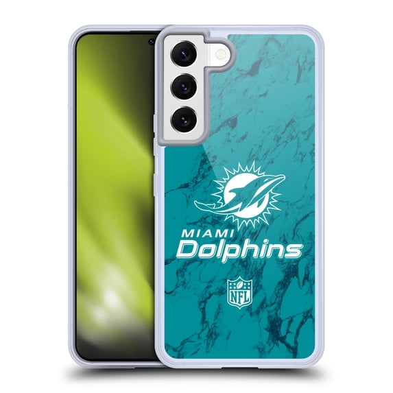 Head Case Designs NFL Miami Dolphins Graphics Coloured Marble Soft Gel Case for Samsung Galaxy S22 5G