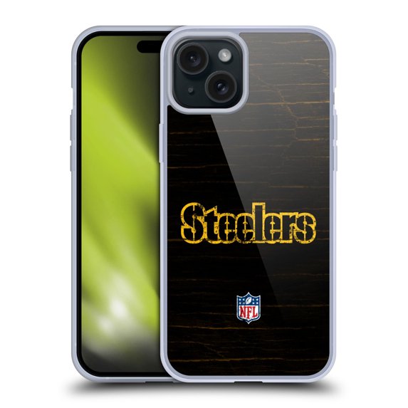 Head Case Designs NFL Pittsburgh Steelers Logo Distressed Look Soft Gel Case for Apple iPhone 15 Plus
