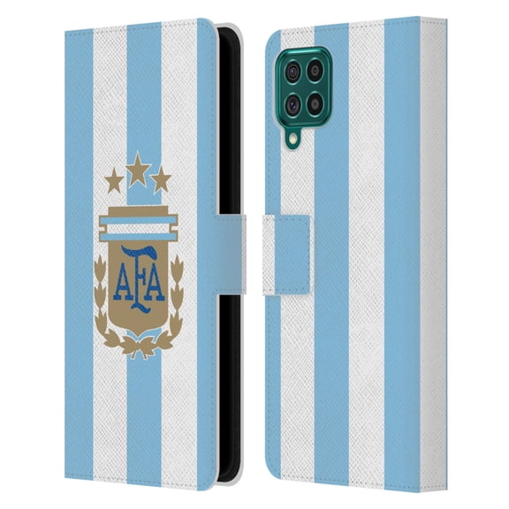 Head Case Designs Officially Licensed Argentina National Football Team 2024/25 Crest Kit Home Leather Wallet Case Compatible with Samsung Galaxy F62 (2021)