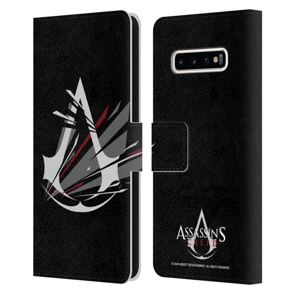 Head Case Designs Officially Licensed Assassin's Creed Logo Shattered Leather Book Wallet Case Cover Compatible with Samsung Galaxy S10+ / S10 Plus