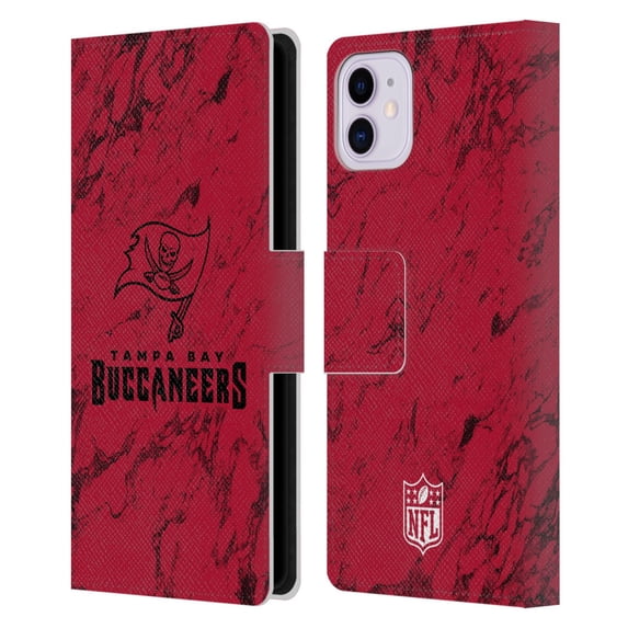 Head Case Designs NFL Tampa Bay Buccaneers Graphics Coloured Marble Leather Book Wallet Case Cover For Apple iPhone 11
