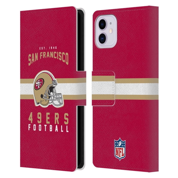 Head Case Designs NFL San Francisco 49ers Graphics Helmet Typography Leather Book Wallet Case Cover For Apple iPhone 11