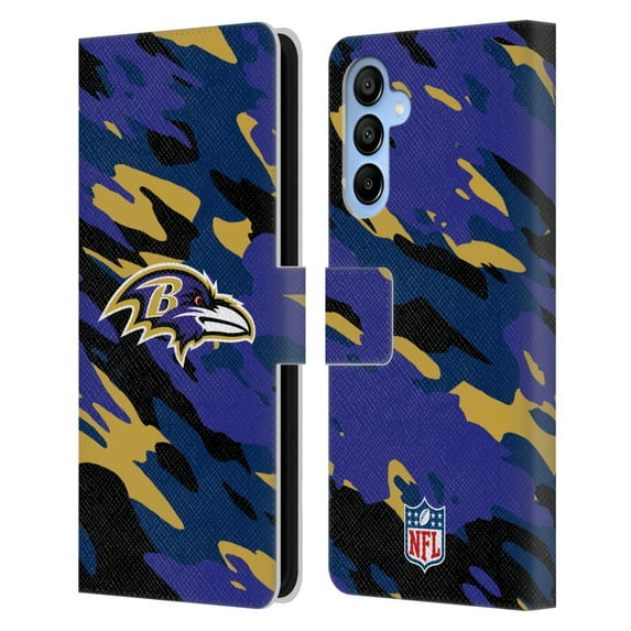 Head Case Designs NFL Baltimore Ravens Logo Camou Leather Book Wallet Case Cover For Samsung Galaxy A16 5G