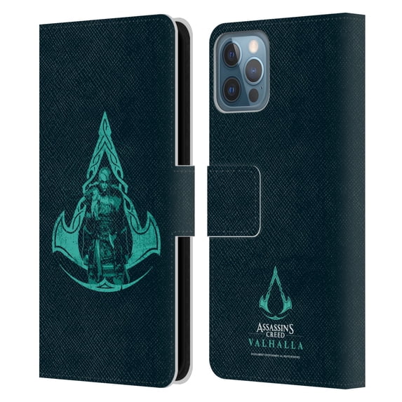 Head Case Designs Officially Licensed Assassin's Creed Valhalla Compositions Crest And Female Eivor Leather Book Case Compatible with Apple iPhone 12 / iPhone 12 Pro