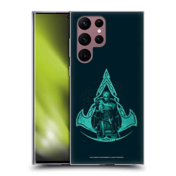 Head Case Designs Officially Licensed Assassin's Creed Valhalla Compositions Crest And Female Eivor Soft Gel Case Compatible with Samsung Galaxy S22 Ultra 5G