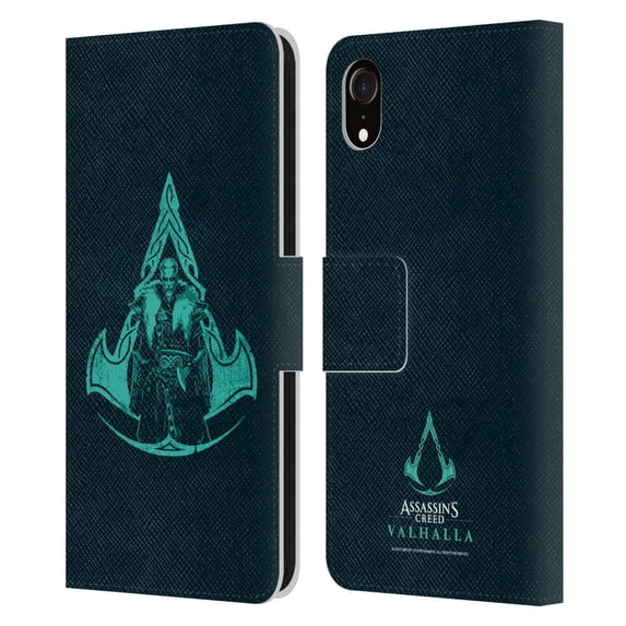 Head Case Designs Officially Licensed Assassin's Creed Valhalla Compositions Crest And Male Eivor Leather Book Wallet Case Cover Compatible with Apple iPhone XR