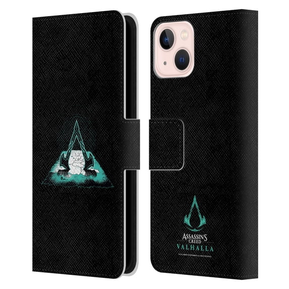 Head Case Designs Officially Licensed Assassin's Creed Valhalla Compositions Crest And Map Leather Book Wallet Case Cover Compatible with Apple iPhone 13