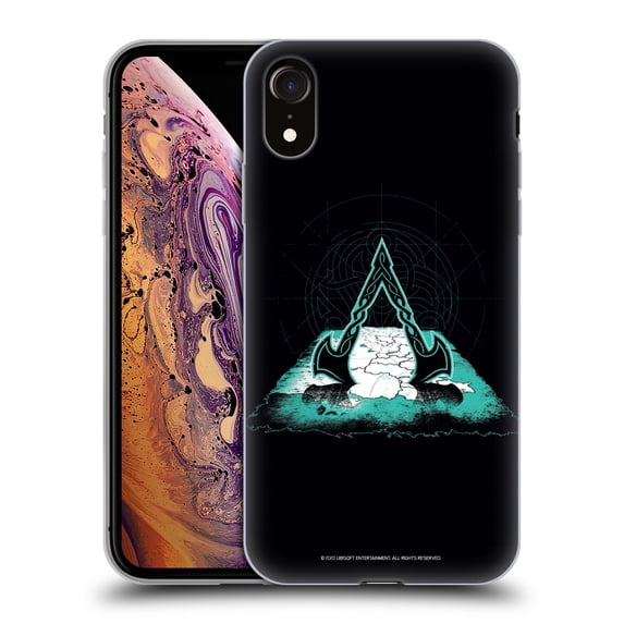 Head Case Designs Officially Licensed Assassin's Creed Valhalla Compositions Crest And Map Soft Gel Case Compatible with Apple iPhone XR