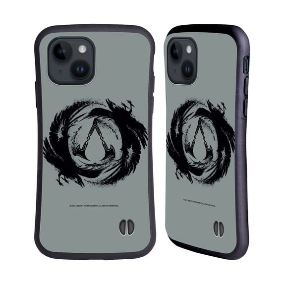Head Case Designs Officially Licensed Assassin's Creed Valhalla Compositions Crest And Ravens Hybrid Case Compatible with Apple iPhone 15