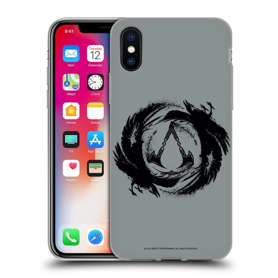 Head Case Designs Officially Licensed Assassin's Creed Valhalla Compositions Crest And Ravens Soft Gel Case Compatible with Apple iPhone X / iPhone XS