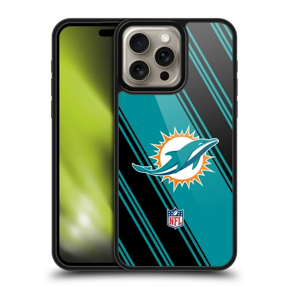 Head Case Designs NFL Miami Dolphins Artwork Stripes Gel Armour Case For Apple iPhone 16 Pro Max