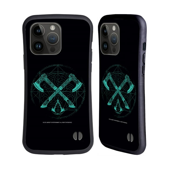 Head Case Designs Officially Licensed Assassin's Creed Valhalla Compositions Dual Axes Hybrid Case Compatible with Apple iPhone 15 Pro Max