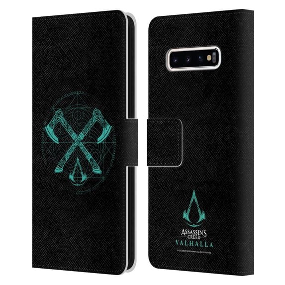 Head Case Designs Officially Licensed Assassin's Creed Valhalla Compositions Dual Axes Leather Book Wallet Case Cover Compatible with Samsung Galaxy S10+ / S10 Plus