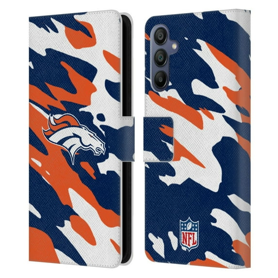 Head Case Designs NFL Denver Broncos Logo Camou Leather Book Wallet Case Cover For Samsung Galaxy A15