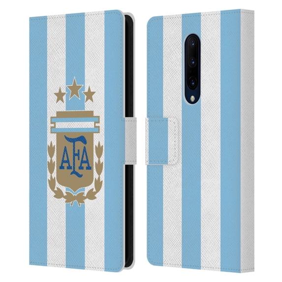 Head Case Designs Officially Licensed Argentina National Football Team 2024/25 Crest Kit Home Leather Wallet Case Compatible with OnePlus 7 Pro